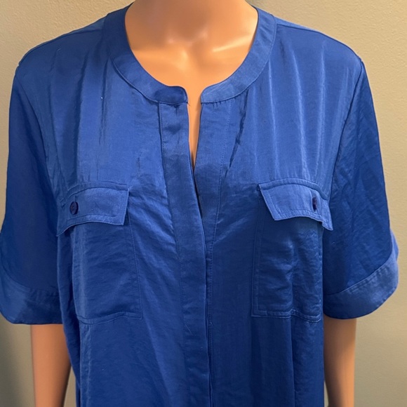 Vera Wang Blue Button-Up Dress size 2XL - Picture 2 of 6